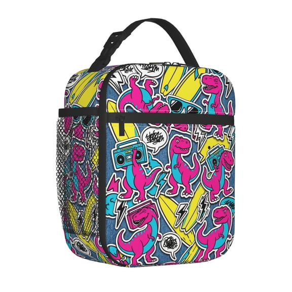 Dinosaur Lunch Box,Reusable Lunch Bag For Women Men,Small Portable Foldable Insulated Lunchbox For Office Work Picnic Travel