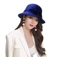 thumbnail image 2 of Women's Vintage Felt Bucket Hat Adjustable Bowler Suede Wool Hat with Bowknot Autumn Winter Dome Fedoras Cap Casual Basin Hat Ladies Round Hat, 2 of 3