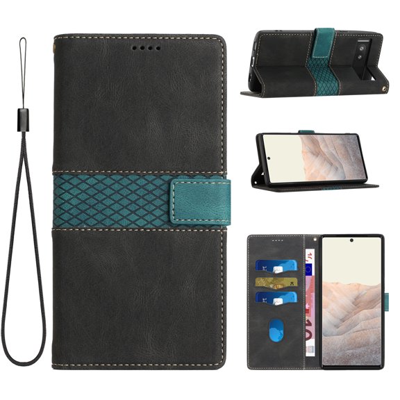 Nalacover for Google Pixel 7A Wallet Case, Stylish PU Leather Card Slots Holder Flip Folio Cover with Kickstand Magnetic Clasp Soft Silicone Shockproof Protective Case for Google Pixel 7A,Black