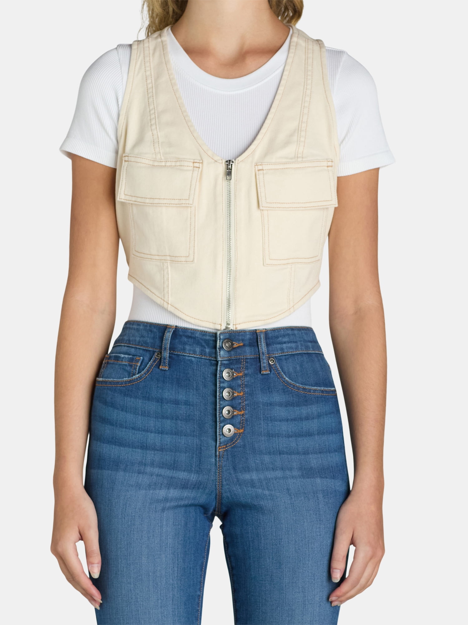 Madden NYC Women's Juniors Denim Vest