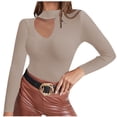 thumbnail image 2 of Women's Sweaters Lightweight Under $15 Casual Round Neck Long Sleeves Solid Color Base Knitted Sweater, 2 of 6