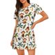 thumbnail image 1 of Fotbe Monkeys Swinging from Palms Bata de Dormir para Mujer con Estampado, Camisón de Algodón de Manga Corta, Ropa de Dormir Casual, 1 of 6