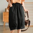 thumbnail image 2 of Women's High Waisted Stretchy Summer Shorts Elastic Breathable Loose Cotton Linen Pants Baggy Dressy Casual Womens Jorts with Pockets M-2XL, 2 of 4