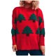 thumbnail image 1 of Otoño Invierno Mujer Navidad Impresión Empalme Cuello redondo Manga larga Línea Suéter Tops Blusa Fridja hjk1122, 1 of 7