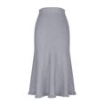 thumbnail image 4 of Ndbuld Womens Skirt Elastic High Waist Long Maxi Skirt Women's Solid Color Knitted Large Hem Tassel Versatile Mid To Long A-line Skirt With High Waist And Hip Wrapped Skirt,Gray, 4 of 5