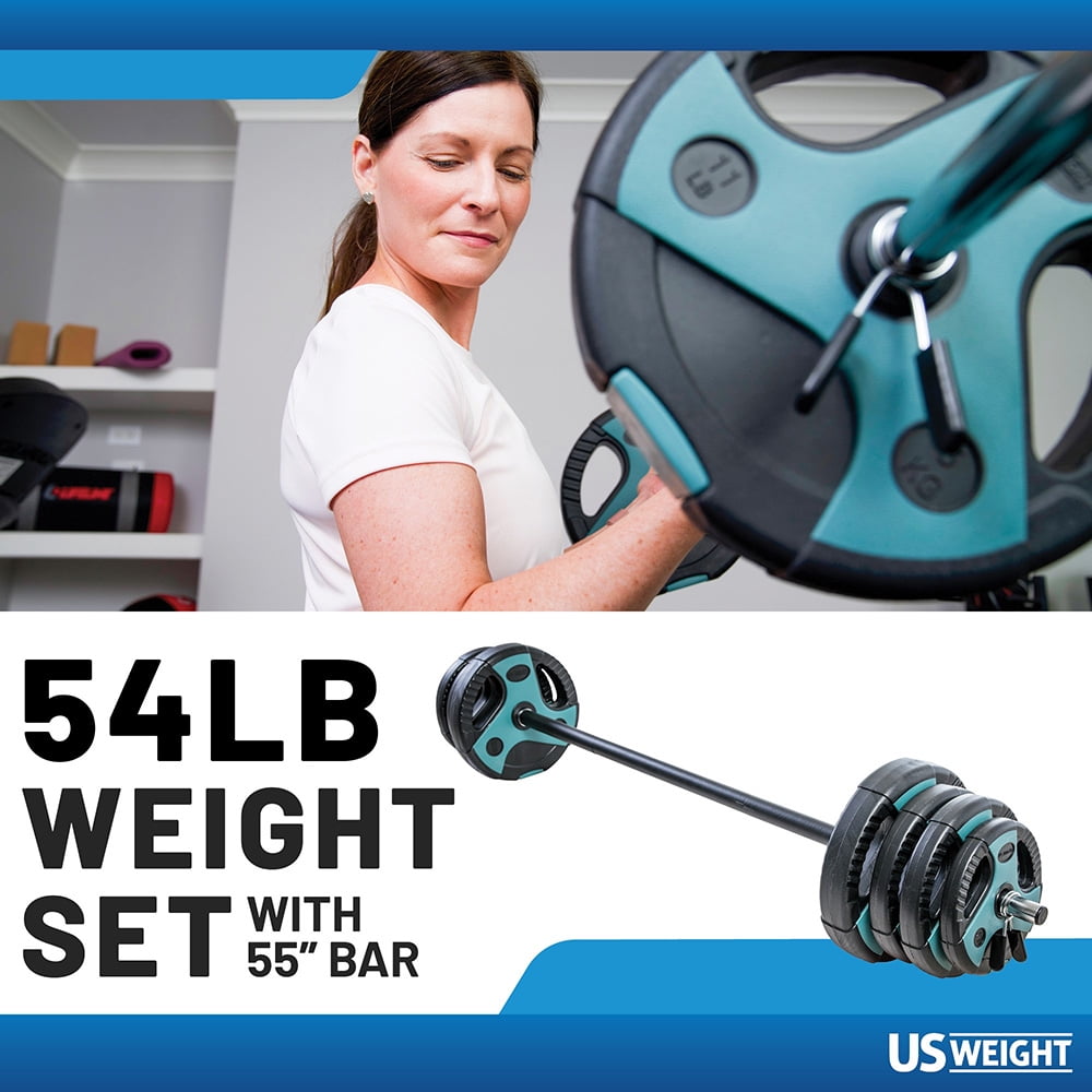US Weight Barbell Weight Set for Home Gym (Multicolor), 109 lb