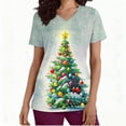 thumbnail image 3 of Wowcloth Women's Short Sleeve V-Neck Shirt with Christmas Print and Pocket, Work Uniform for Nursing and Daily Casual Wear, 3 of 6