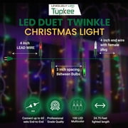 Christmas Uniquely LED Twinkle Lights Matches Incandescent Exactly - 16 of 100 Lights Twinkle - Indoor Outdoor 100 Multicolor Bulbs - 24.75 Feet, Christmas Tree Sparkling Twinkling Lights String