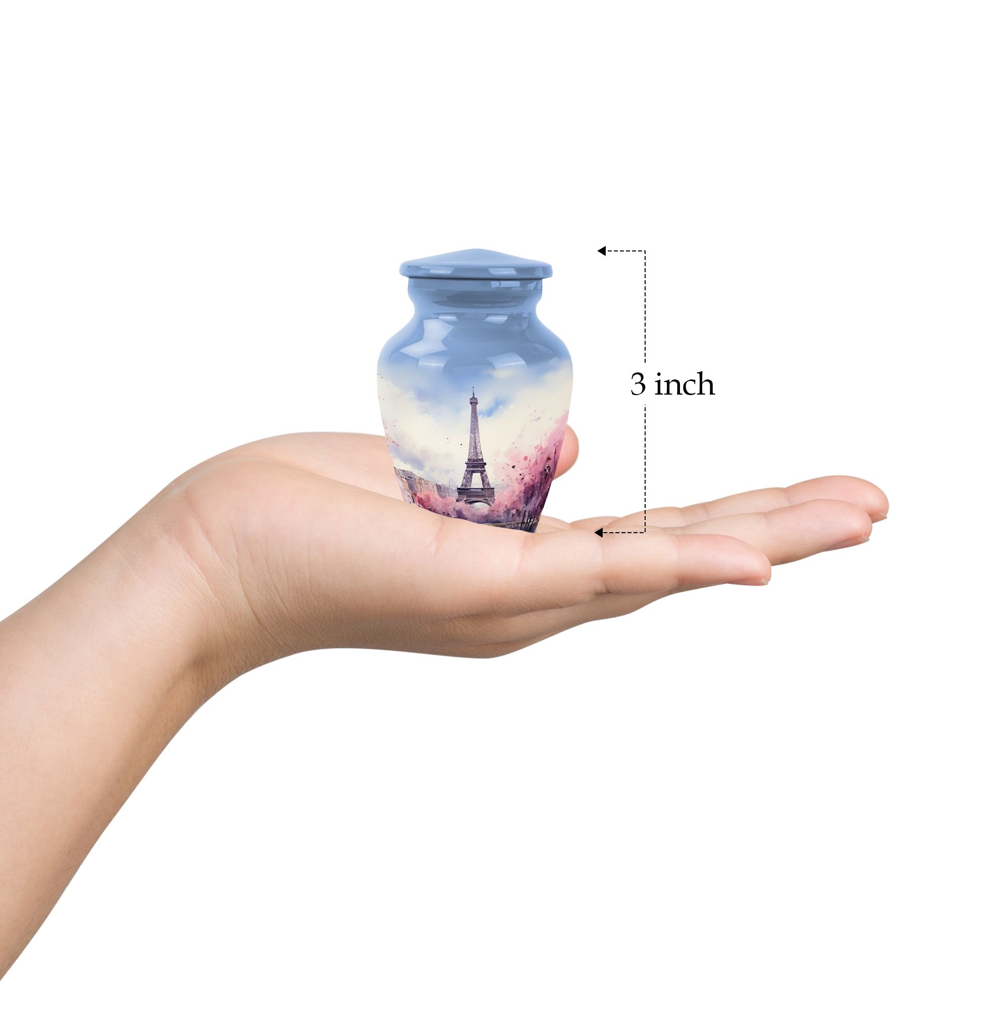Eiffel Tower Oil Painting Adult Female & Male - Cremation Urns For Ashes For Women & Men - Decorative Urns For Ashes - Keepsake Urns For Human Ashes (Size - 3Inch, 1Pcs)