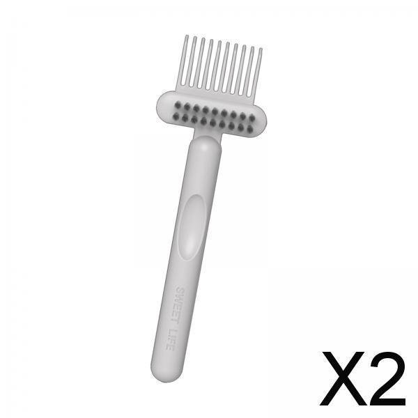 2x Cepillo de Pelo 2 en 1, Herramienta de Limpieza, Peine, Cepillo de Limpieza, Limpiador de Cepillos de Pelo, Cerdas Suaves Densas Portátiles Y Cerda 2 piezas
