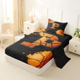 thumbnail image 2 of Castle Fairy Orange Basketball Initial P Twin Sheets 3pcs, Abstract Watercolor Splash Bedding, Black Orange,1 Fitted Sheet, 1 Flat Sheet and 1 Pillowcase, 2 of 6