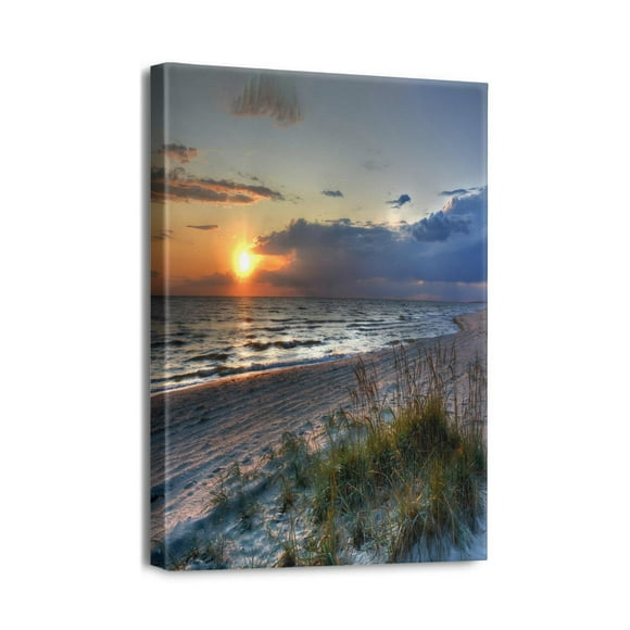 12X16inch Canvas Wall Art of Summer Ocean Waves Beach Seascape Painting An Artistic Addition for Your Home Office & Living Room Wall Decor.