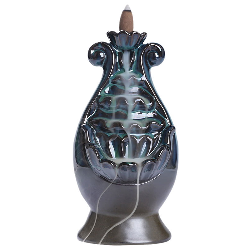 Ceramic Incense Burner,Ruyi Bottle Shaped Household Backflow Aromatherapy Holder Waterfall Zen Smoke Incense Burner Garden Yoga Meditation Home Decor