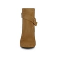 thumbnail image 2 of BLISSFUL STEP Women's Boots Faux Suede Ankle Booties Block Heel Round Toe Buckle Side Zip Boots Brown 5.5, 2 of 8