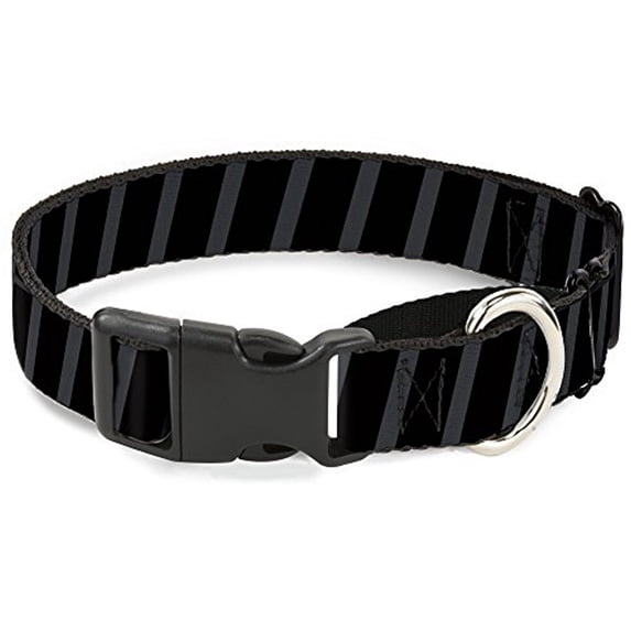 Buckle-Down Diagonal Stripes Black Gray Martingale Dog Collar