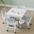 thumbnail image 1 of Ensemble de Table pour Enfants Réglable et 4 Chaises - Plateau de Bureau, Conception Sûre et Fluide, Multi-Usage, Nettoyage Facile - Meubles d'Arts et de Bricolage pour la Maison, la Salle d'Étude, la Salle de Jeux - Gris Pâle, Tel Qu'illustré, 1 of 7