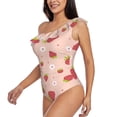 thumbnail image 3 of Yiaed Strawberries Print Women One Piece Swimsuits Tummy Control One Shoulder Bathing Suits Pattern Ruffle Swimwear-Large, 3 of 8