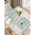 thumbnail image 5 of Teal Flowers Placemats Set of 12, Vintage Ethnic Tribe Country Farmhouse Placemats for Dining Table, Place Mats for Kitchen Tabletop, Waterproof Wipeable Dining Table Mats Set, 5 of 9