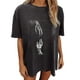 thumbnail image 5 of Las manos y las manos humanas del cráneo gótico oscuro de las mujeres cuentan con un patrón informal de manga corta de verano con estampado retro suelto de manga corta para hombres y mujeres Pompotops hfajkhk138737, 5 of 9