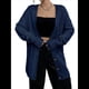 thumbnail image 2 of Cárdigan de Punto para Mujer, Larga, Abierto, con Botones, Suéter de Punto Azul Marino M, 2 of 7