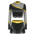 thumbnail image 3 of Alvivi Womens Cheer Leader Outfits Cheerleading Uniform Long Sleeve Crop Top and Mini Skirt for Halloween Carnival Gold XL, 3 of 5