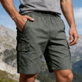 thumbnail image 3 of Cargo Shorts for Men Summer Casual Elastic Waist Straight Leg Loose Fit Knee Length Work Shorts with Pockets, 3 of 8
