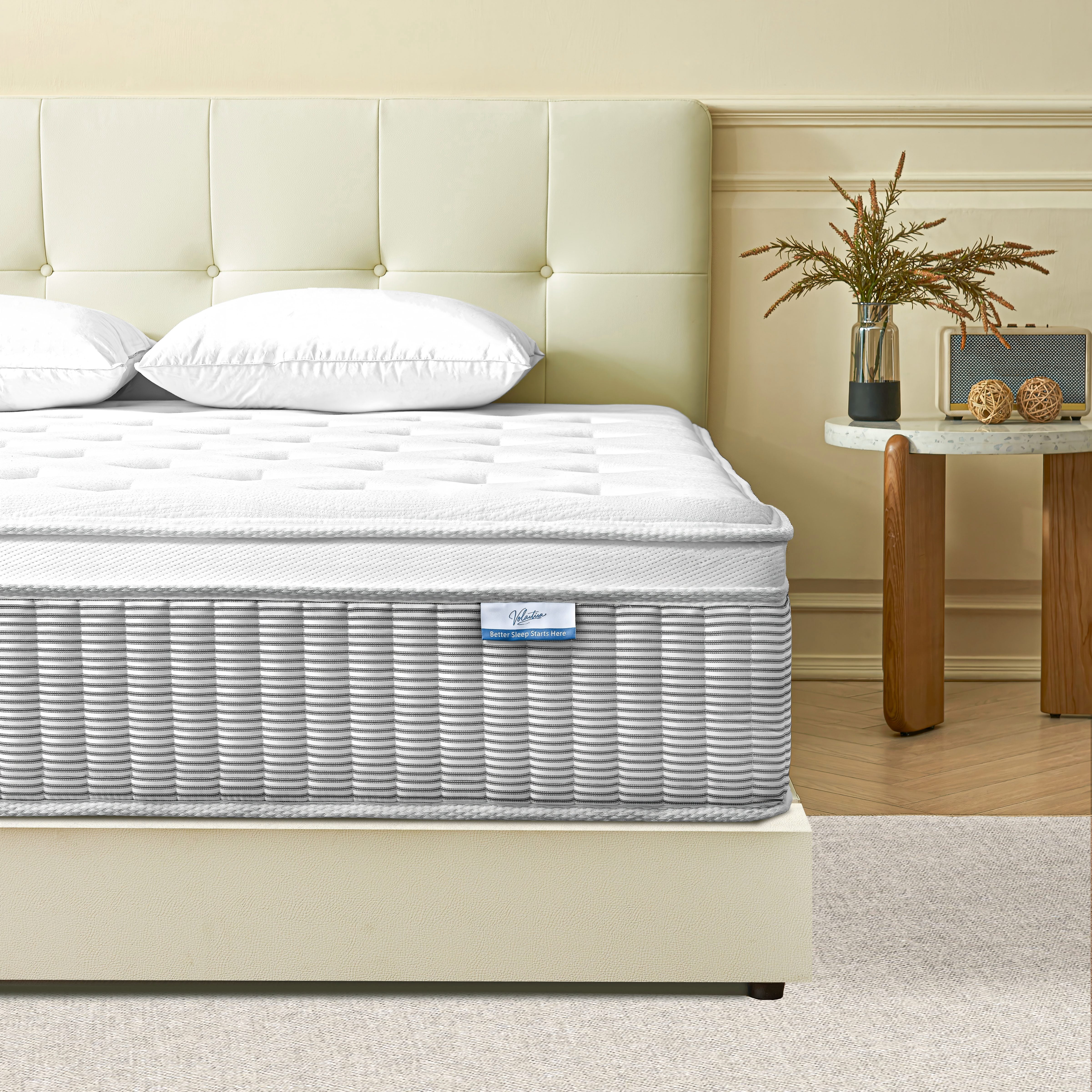 Volantica 12 inch Full Hybrid Mattress in a Box, Memory Foam and Individually Wrapped Pocket Coils, Medium Firm, Pressure Relief & Motion Isolation, Cooling Gel & Edge Support, CertiPUR-US Certified