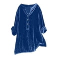 thumbnail image 6 of Women Shirts V-Neck 3/4 Sleeve Button Down Solid Color Business Blouses Summer Spring Dressy Casual Work Top 2026, 6 of 6