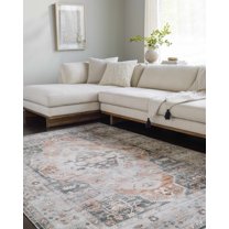 Hauteloom Jasna Living Room, Bedroom Machine Washable Area Rug - Traditional - Light Gray, Warm Gray, Sterling Gray - 18" Sample