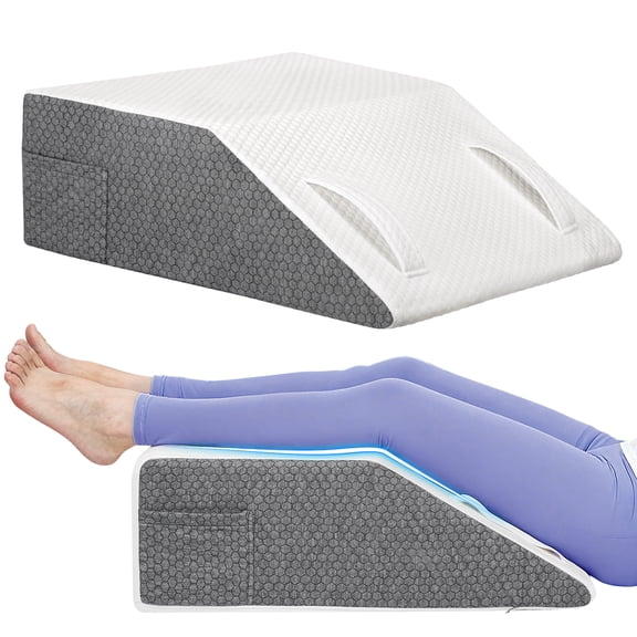 LIZEVINC Wedge Leg Pillow Elevation Blood Circulation, Leg Elevating Pillows for After Surgery, Sleeping, 8in Triangle Pillow Wedge, Memory Foam Wedge Pillow for Legs Swelling& Leg Rest