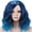 Mix Blue, variant on RightOn Blue Wig for Women Mix Blue Wig Short Curly Wavy Bob Wig Blue Ombre Wigs Charming Beach Wave Hair Wigs with Wig Cap