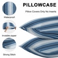 thumbnail image 5 of Navy Blue Stripe Throw Pillow Covers 18x18 Inch Set of 2, Modern Blue Ombre Vertical Striped Waterproof Outdoor Pillow Covers, Decorative Cushion Pillowcases for Couch, Sofa, Bed, Garden, Patio, 5 of 9