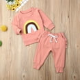thumbnail image 5 of Qiylii Baby Girl Fall Clothes Set, Long Sleeve Rainbow Patch Tops+Pants,0-3T, 5 of 7