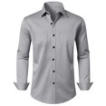 thumbnail image 4 of Tdoqot Mens Dress Shirts with Pockets- Stretch Button Down Long Sleeve Collared Formal Business Shirts Gray Size 3XL, 4 of 6