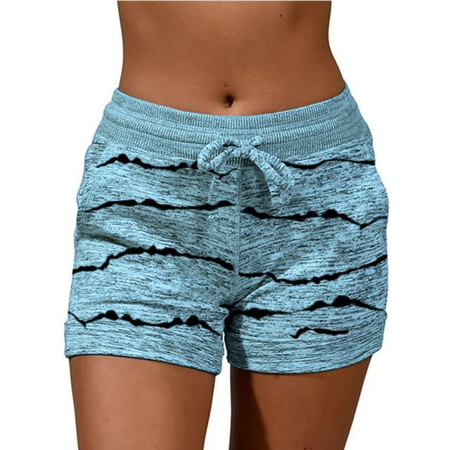 Dealovy Workout Shorts for Women Drawstring Casual Elastic Waisted Printed Loose Comfy Sports Shorts
