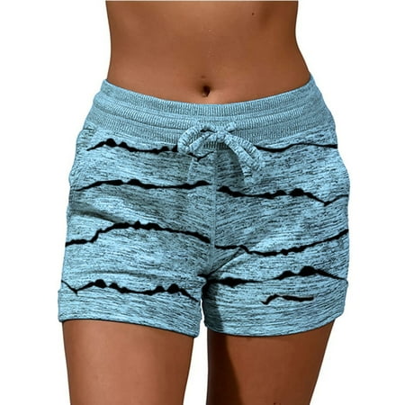 

pbnbp Pajama Shorts for Women Striped Summer Lounge Mid Rise Elastic Drawstring Shorts Comfy Sleep Shorts