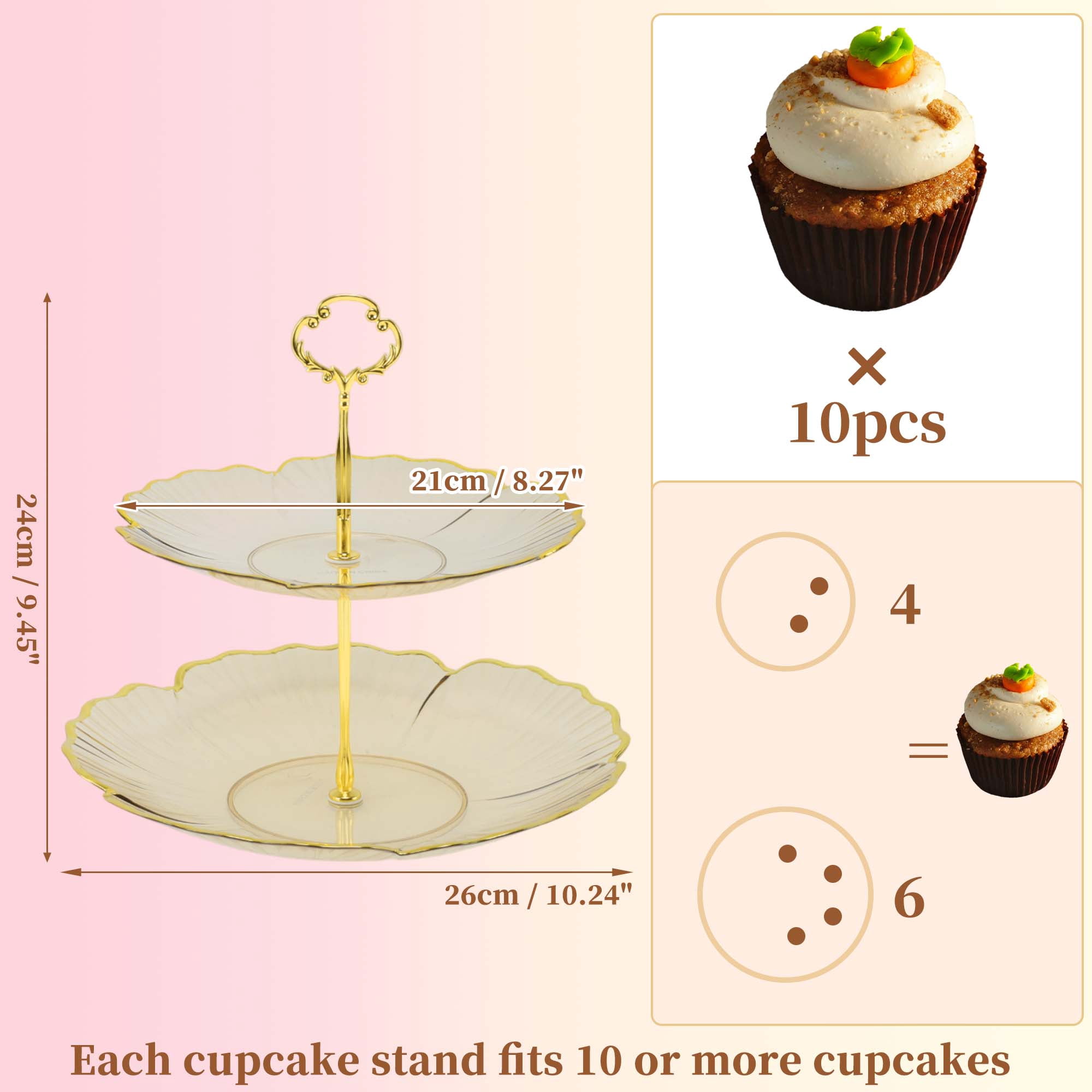 Unique Bargains 2 Tier Dessert Cupcake Stand Holder with Five Petals Design Brown