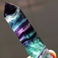 thumbnail image 4 of Natural Fluorite Self Standing Healing Crystal Point Wand Faceted Prism Wand Carved Reiki Stone Figurine, 4 of 6