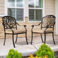 thumbnail image 6 of 2 Piece Patio Dining Chairs with Cushions, Outdoor All-Weather Cast Aluminum Chairs with Armrest, Patio Bistro Dining Chair Set of 2 for Garden Deck Backyard, Antique Bronze, 6 of 9