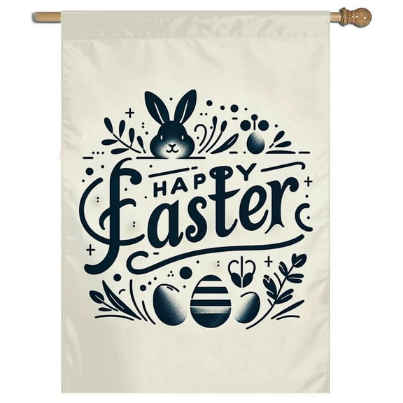 Cayyon Easter Flags 28 x 40 Double Sided, (Happy Easter House Flag) Easter Flag Banner with Bunny for Outside Vertical Holiday Yard Décor