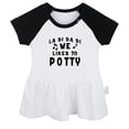 thumbnail image 1 of We Likes To Potty Funny Dresses For Baby, Newborn Babies Skirts, Infant Princess Dress, 0-24M Kids Graphic Clothes (Black Raglan Dresses, 6-12 Months), 1 of 4