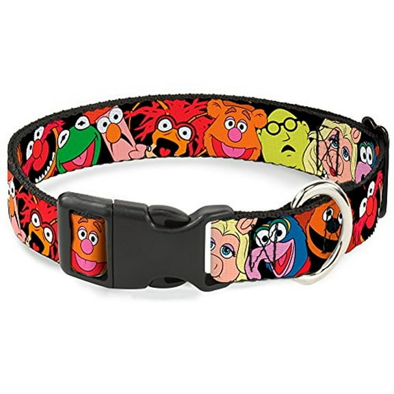 Buckle-Down Muppets Faces Black Disney Breakaway Plastic Clip Collar, Narrow-Large
