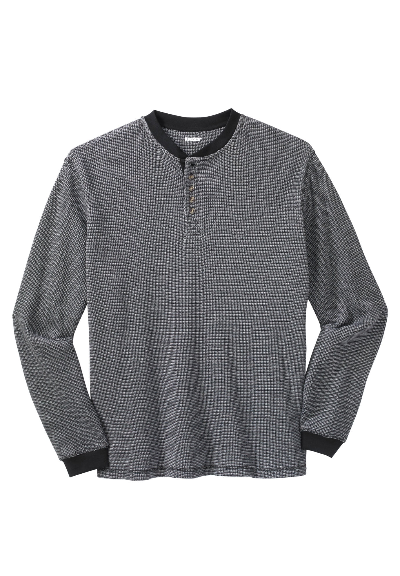 4XL, Black Marl Gray Long Underwear Top 
