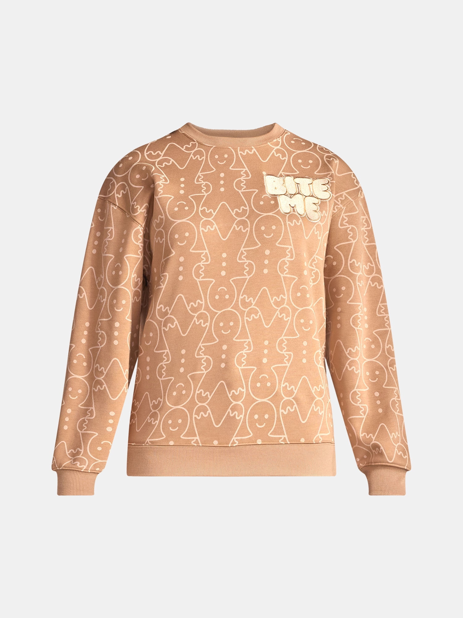 Gingerbread Man Women's Graphic Print Sweatshirt with Long Sleeves, Sizes XXS-XXL