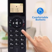 Cordless Phone with Caller ID, HandsFree Call Home Phone with Big Buttons, Speakerphone, LED Display Telephone for Home, Office, Hotel (Black)