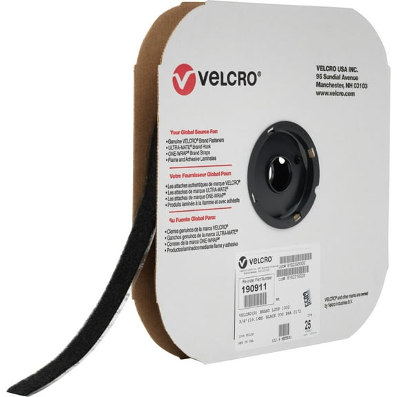 Velcro®, Vek190911, Sticky Back Fastener Loops, 1 / Roll, Black