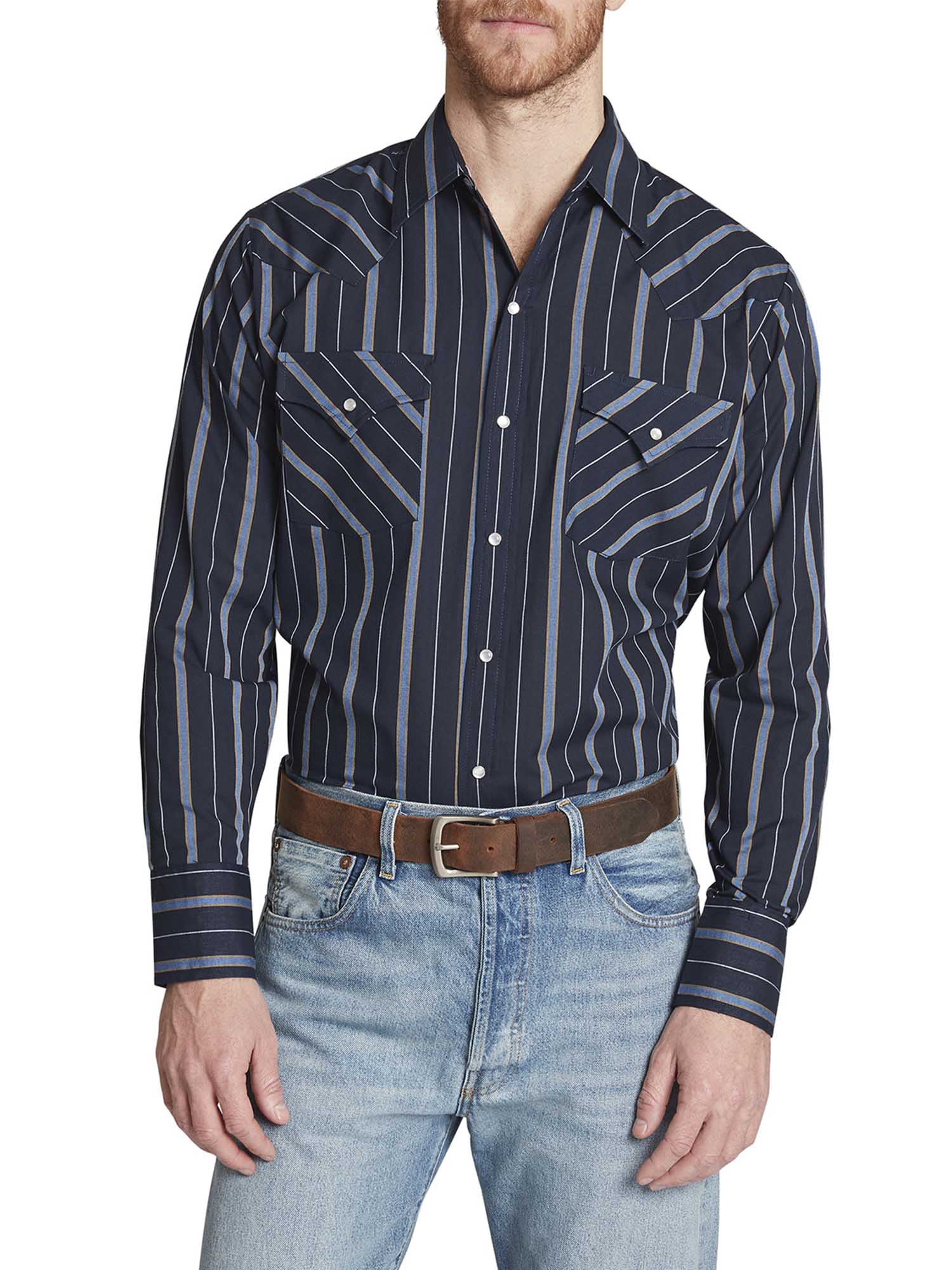 Ely Cattleman Men's Long Sleeve Western Stripe Shirt - Walmart.com