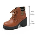 thumbnail image 4 of Miluxas Women's Ankle Boots Thick Mid Heel Lace Up Round Toe Platform Ankle Booties Solid Comfortable Combat Boots Brown 5.5(36), 4 of 9