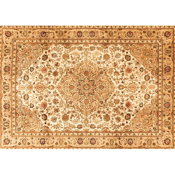 Ahgly Company Indoor Rectangle Medallion Orange Traditional Area Rugs, 6' x 9'