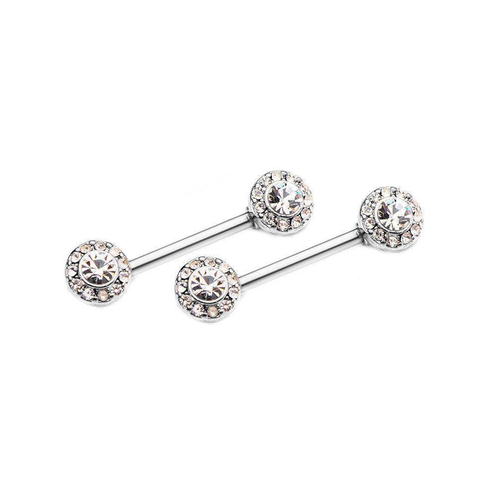 Pineapple Nipple Barbells with Forward Facing 14G 9/16" Nipple Rings Set Of 2 Pineapple Nipple Barbells with Forward Facing 14G 9/16" Nipple Rings Set Of 2